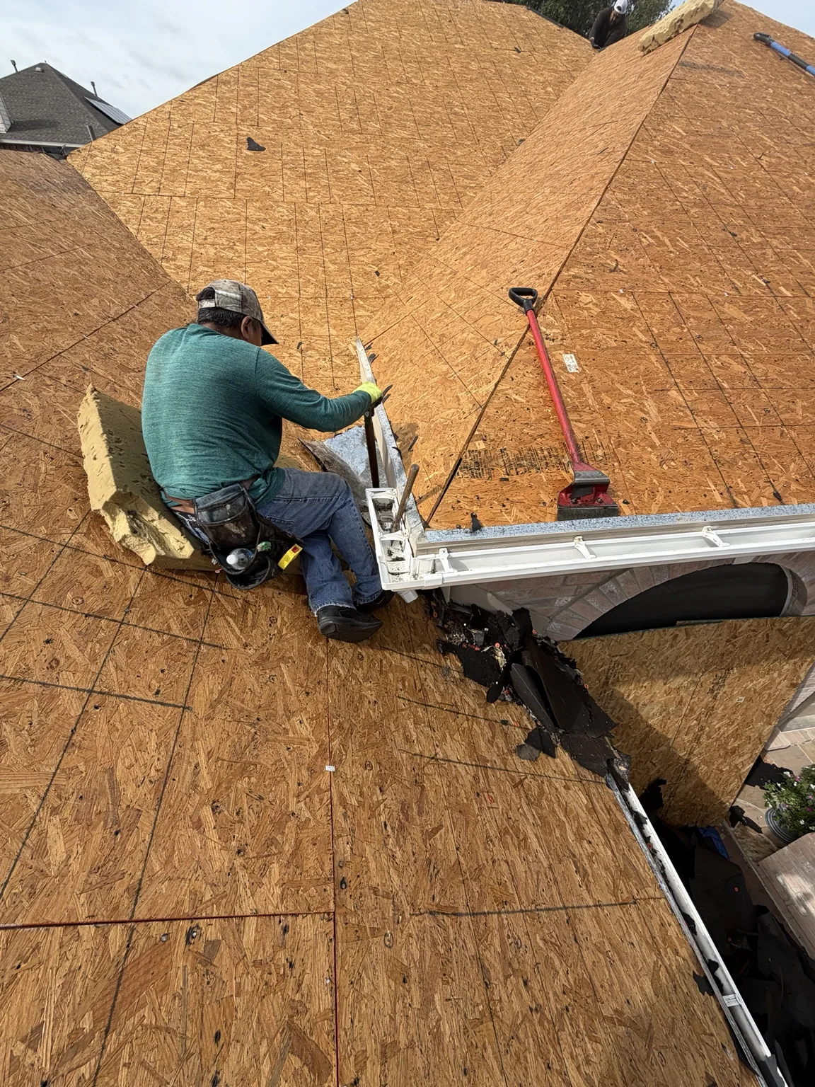 Roof deck exposed during replacement