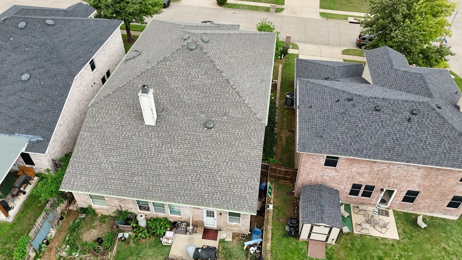 Completed residential roof from drone